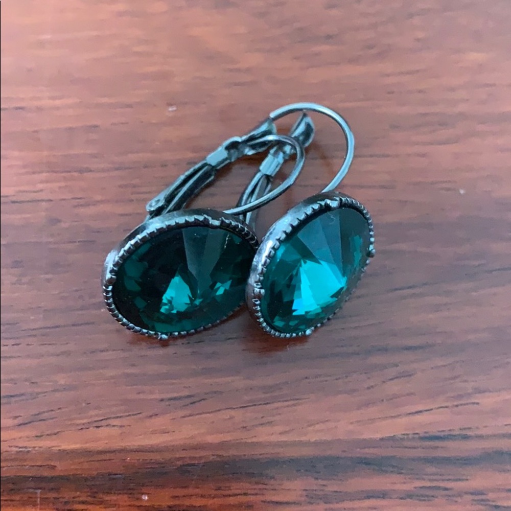 Green gem earrings
